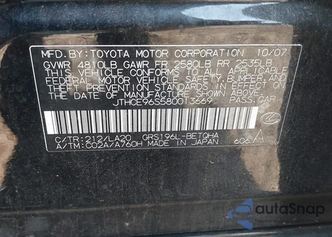 2008 Lexus Gs 350 from USA, damaged, VIN JTHCE96S580013669